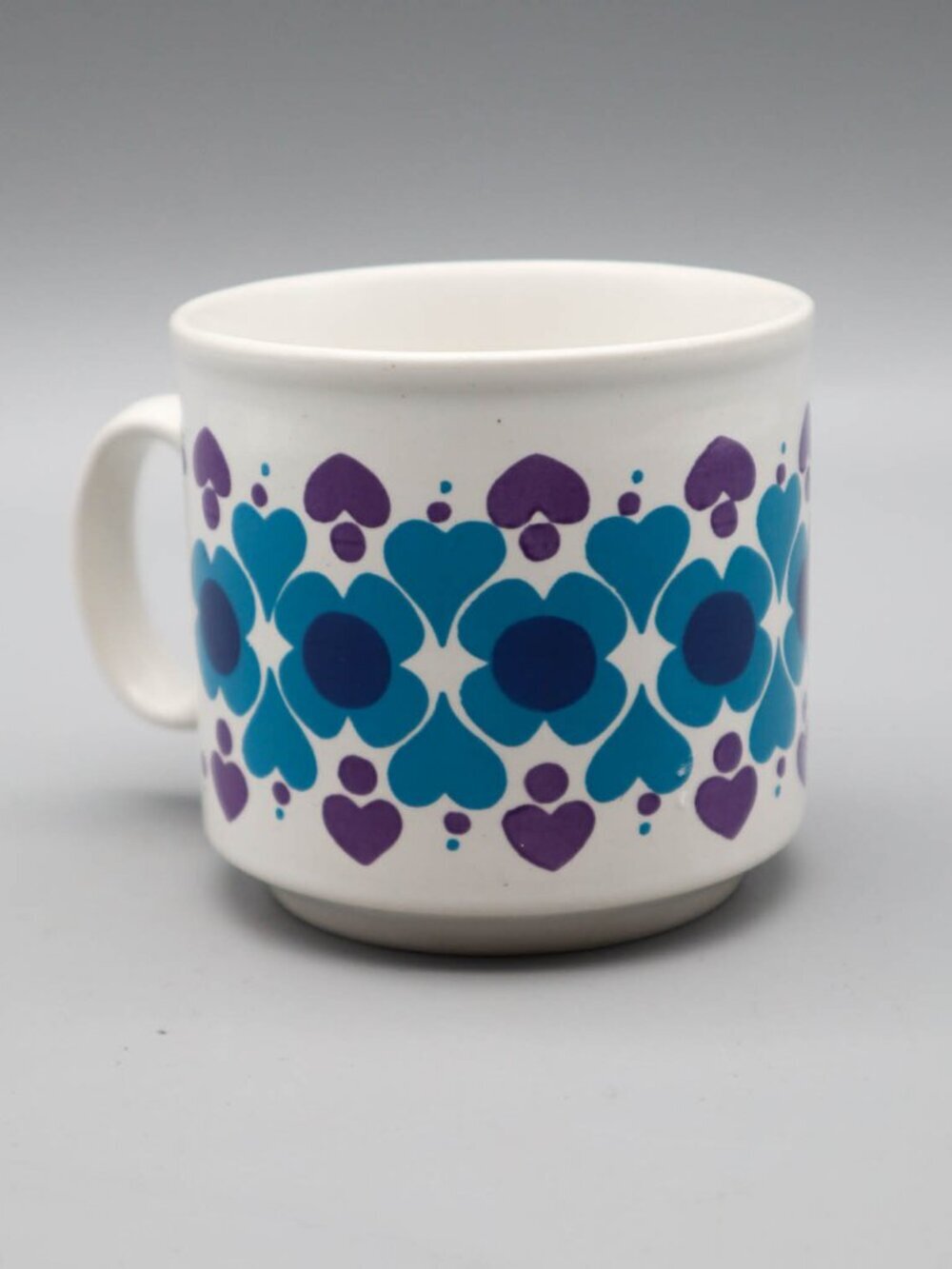 Vtg Staffordshire Potteries Coffee Cup Mug  Flower Power Groovy Mod England
